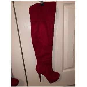 Red over the knee boots